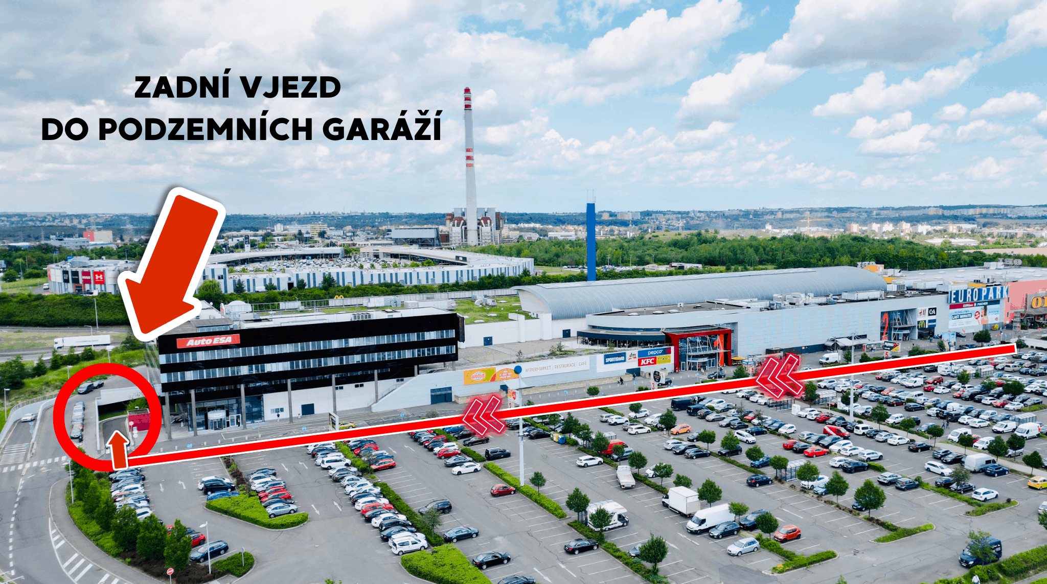 Uzavření hlavního vjezdu do podzemních garáží | Obchodní centrum Europark